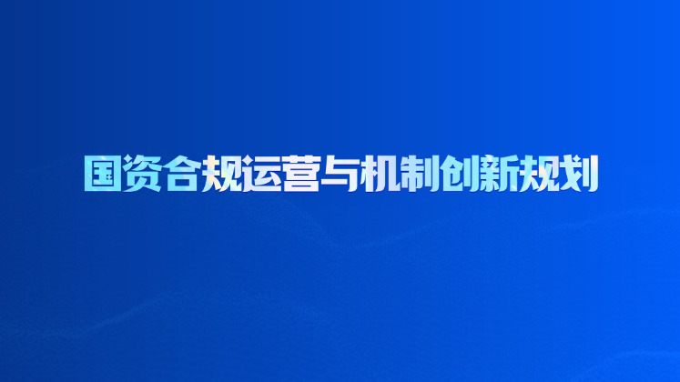 国资合规运营与机制创新规划